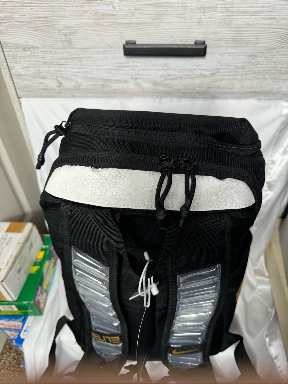 Nike Elite Pro Basketball Backpack Black White Gold Athletic Gym Bag New - Picture 5 of 5